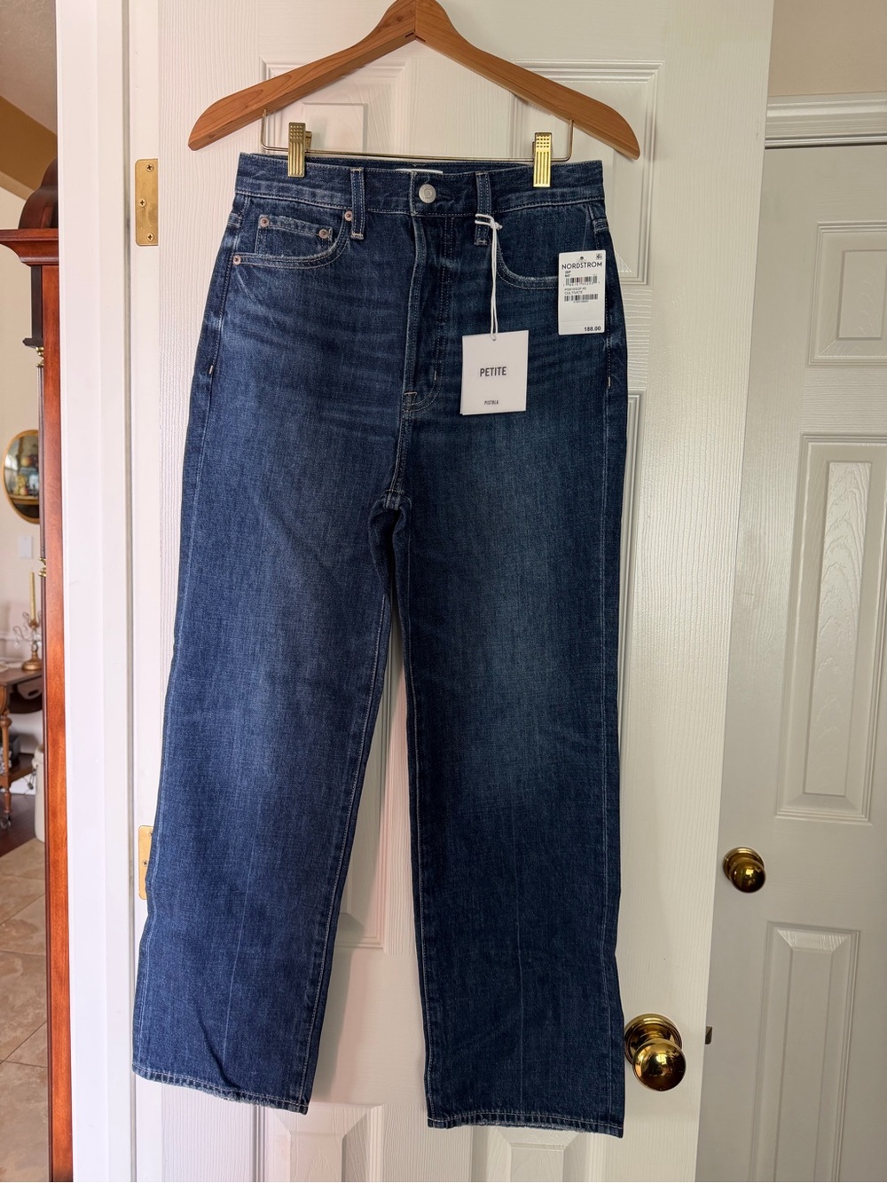 pistola Petite Straight-Leg Jeans in Dark Indigo